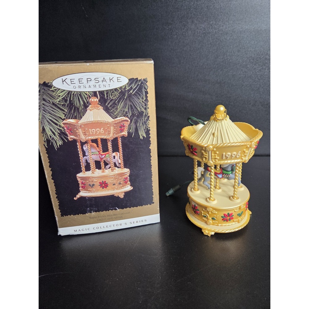 Hallmark Keepsake 1996 Tobin Fraley Holiday Carousel Ornament Magic Light Music